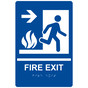 Blue ADA Braille FIRE EXIT Right Sign with Symbol RRE-245_White_on_Blue