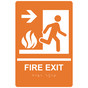 Orange ADA Braille FIRE EXIT Right Sign with Symbol RRE-245_White_on_Orange