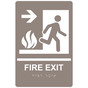 Taupe ADA Braille FIRE EXIT Right Sign with Symbol RRE-245_White_on_Taupe