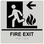 Square Pearl Gray ADA Braille FIRE EXIT Left Sign - RRE-250-99_Black_on_PearlGray