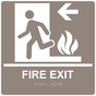Square Taupe ADA Braille FIRE EXIT Left Sign - RRE-250-99_White_on_Taupe