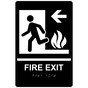 Black ADA Braille FIRE EXIT Left Sign with Symbol RRE-250_White_on_Black