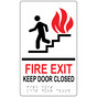 White ADA Braille FIRE EXIT KEEP DOOR CLOSED Sign with Symbol RRE-270_MULTI_Black_on_White
