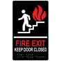 Black ADA Braille FIRE EXIT KEEP DOOR CLOSED Sign with Symbol RRE-270_MULTI_White_on_Black