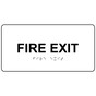White ADA Braille Fire Exit Sign with Tactile Text - RSME-340_Black_on_White