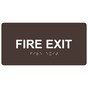 Dark Brown ADA Braille Fire Exit Sign with Tactile Text - RSME-340_White_on_DarkBrown