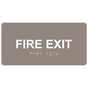 Taupe ADA Braille Fire Exit Sign with Tactile Text - RSME-340_White_on_Taupe
