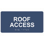 Navy ADA Braille Roof Access Sign with White Tactile Text