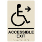 Almond ADA Braille ACCESSIBLE EXIT Right Sign RRE-14758_Black_on_Almond