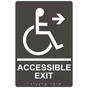 Charcoal Gray ADA Braille ACCESSIBLE EXIT Right Sign RRE-14758_White_on_CharcoalGray