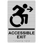 Brushed Silver ACCESSIBLE EXIT Right Sign with Dynamic Accessibility Symbol RRE-14758R_Black_on_BrushedSilver