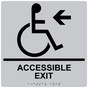 Square Silver ADA Braille ACCESSIBLE EXIT Left Sign - RRE-14759-99_Black_on_Silver