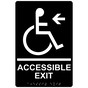 Black ADA Braille ACCESSIBLE EXIT Left Sign RRE-14759_White_on_Black
