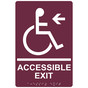 Burgundy ADA Braille ACCESSIBLE EXIT Left Sign RRE-14759_White_on_Burgundy