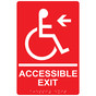 Red ADA Braille ACCESSIBLE EXIT Left Sign RRE-14759_White_on_Red