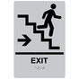 Silver ADA Braille EXIT Stairs Right Sign RRE-14790_Black_on_Silver