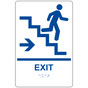 White ADA Braille EXIT Stairs Right Sign RRE-14790_Blue_on_White