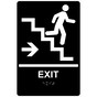 Black ADA Braille EXIT Stairs Right Sign RRE-14790_White_on_Black