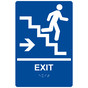 Blue ADA Braille EXIT Stairs Right Sign RRE-14790_White_on_Blue