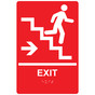Red ADA Braille EXIT Stairs Right Sign RRE-14790_White_on_Red
