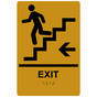 Gold ADA Braille EXIT Stairs Left Sign RRE-14791_Black_on_Gold