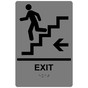 Gray ADA Braille EXIT Stairs Left Sign RRE-14791_Black_on_Gray