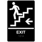 Black ADA Braille EXIT Stairs Left Sign RRE-14791_White_on_Black