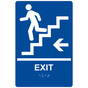Blue ADA Braille EXIT Stairs Left Sign RRE-14791_White_on_Blue