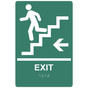 Pine Green ADA Braille EXIT Stairs Left Sign RRE-14791_White_on_PineGreen