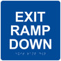 Square Blue ADA Braille EXIT RAMP DOWN Sign RRE-14794_White_on_Blue