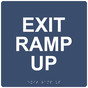 Navy 9-Inch Square ADA Braille EXIT RAMP UP Sign RRE-14795-99_White_on_Navy
