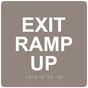 Taupe 6-Inch Square ADA Braille EXIT RAMP UP Sign RRE-14795_White_on_Taupe