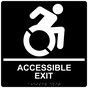 Square Black Braille ACCESSIBLE EXIT Sign with Dynamic Accessibility Symbol - RRE-17819R-99_White_on_Black