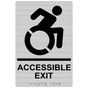 Brushed Silver Braille ACCESSIBLE EXIT Sign with Dynamic Accessibility Symbol RRE-17819R_Black_on_BrushedSilver
