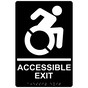 Black Braille ACCESSIBLE EXIT Sign with Dynamic Accessibility Symbol RRE-17819R_White_on_Black