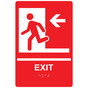 Red ADA Braille EXIT Left Sign with Symbol RRE-241_White_on_Red