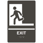 Charcoal Gray ADA Braille EXIT Left Sign with Symbol RRE-243_White_on_CharcoalGray