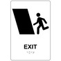 White ADA Braille EXIT Left Sign with Symbol RRE-247_Black_on_White