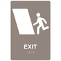 Taupe ADA Braille EXIT Left Sign with Symbol RRE-247_White_on_Taupe