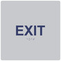 Square Silver ADA Braille EXIT Sign - RRE-655-99_MarineBlue_on_Silver
