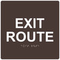Dark Brown 9-Inch Square ADA Braille EXIT ROUTE Sign RRE-660-99_White_on_DarkBrown