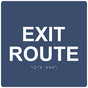 Navy 9-Inch Square ADA Braille EXIT ROUTE Sign RRE-660-99_White_on_Navy