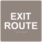 Taupe 9-Inch Square ADA Braille EXIT ROUTE Sign RRE-660-99_White_on_Taupe