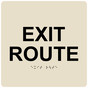Almond 6-Inch Square ADA Braille EXIT ROUTE Sign RRE-660_Black_on_Almond