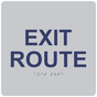 Silver 6-Inch Square ADA Braille EXIT ROUTE Sign RRE-660_MarineBlue_on_Silver