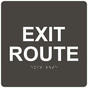 Charcoal Gray 6-Inch Square ADA Braille EXIT ROUTE Sign RRE-660_White_on_CharcoalGray