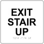 White 9-Inch Square ADA Braille EXIT STAIR UP Sign RRE-665-99_Black_on_White