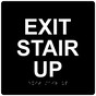 Black 9-Inch Square ADA Braille EXIT STAIR UP Sign RRE-665-99_White_on_Black