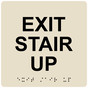 Almond 6-Inch Square ADA Braille EXIT STAIR UP Sign RRE-665_Black_on_Almond