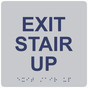 Silver 6-Inch Square ADA Braille EXIT STAIR UP Sign RRE-665_MarineBlue_on_Silver